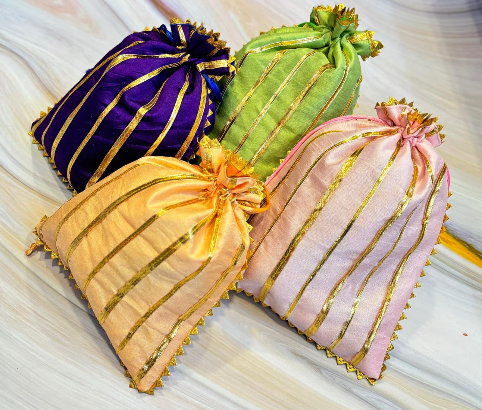 beautiful set of 20 potlis for give away gift, ideal for keeping jewelry/coinns/sweets/snacks/dry fruits